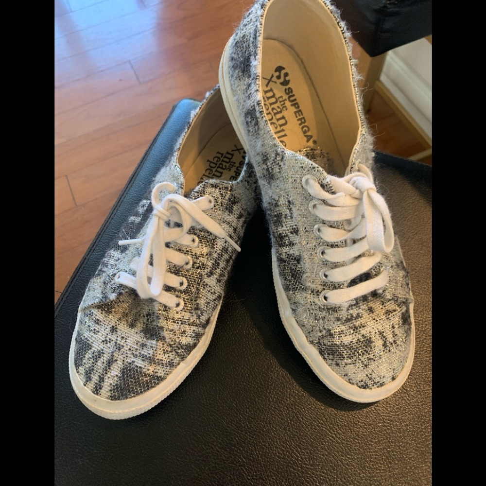 Superga X the Man Repeller silver tweed sneaker